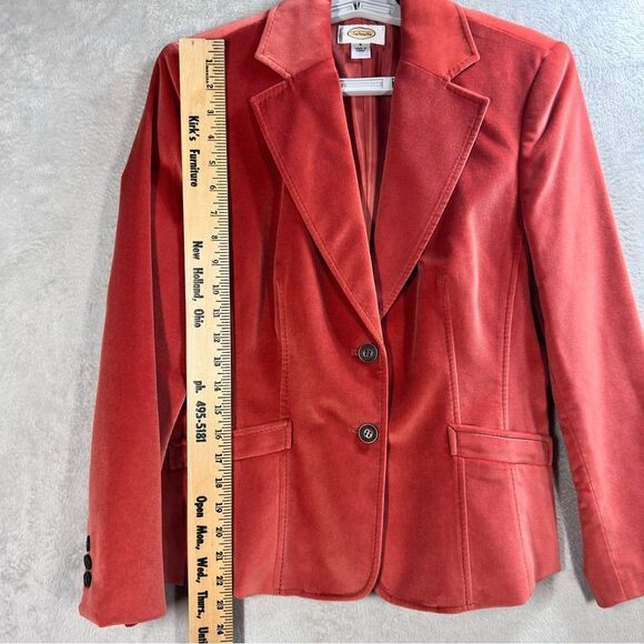 Vintage Talbots Velvet Blazer Jacket Burnt‎ Orange Cotton Silk Office Size 6 - Picture 4 of 8
